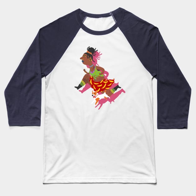 Running girl with dog Baseball T-Shirt by ezrawsmith